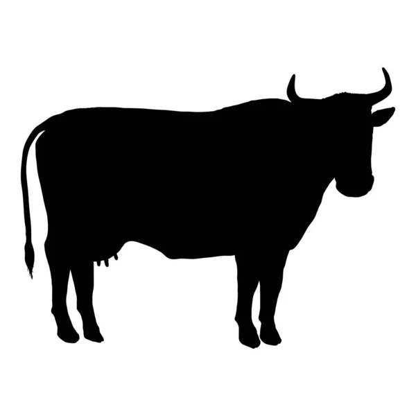 Sapi Siluet Vector Cattle Shadow Illustration - Stok Vektor