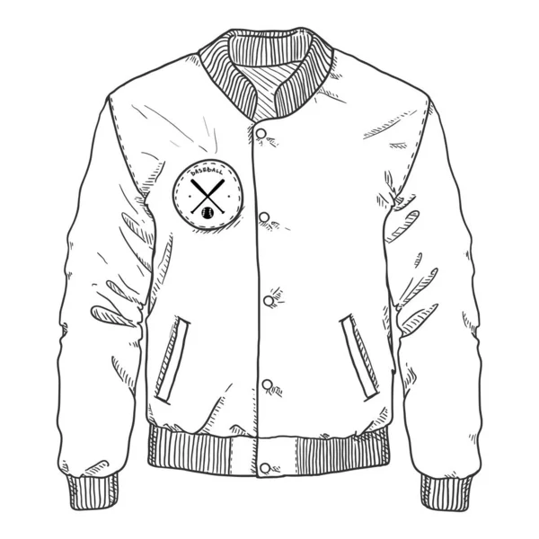 Vector Sketch Baseball Jacket. — Stock vektor