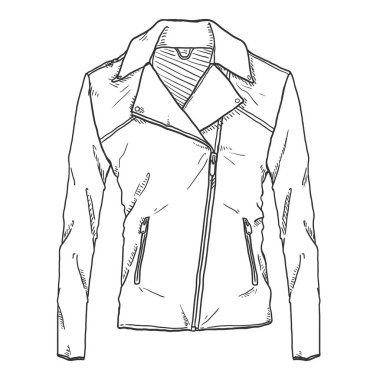 Vector Sketch Women Leather Jacket.