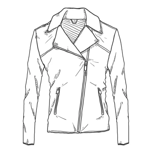 Vector Sketch Women Leather Jacket. — Stock vektor