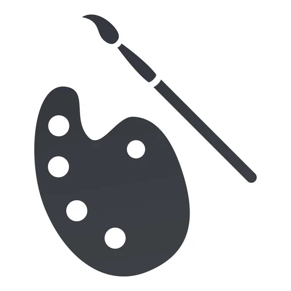 Векторная икона черного силуэта - паллет и кисть. Инструменты для рисования . — стоковый вектор