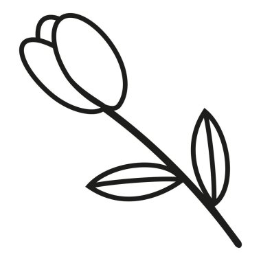 Vector Single Black Outline Tulip Flower Icon