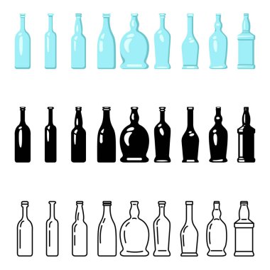 Vector Set of Glass Bottle Icons.