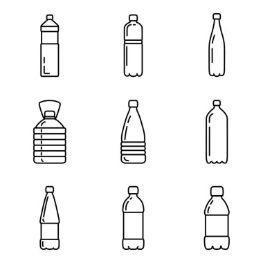 Vector Set of Outline Plastic Bottle Icons.