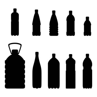 Vector Set of Plastic Bottle Silhouette