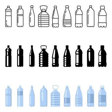 Vector Set of Plastic Bottle Icons.