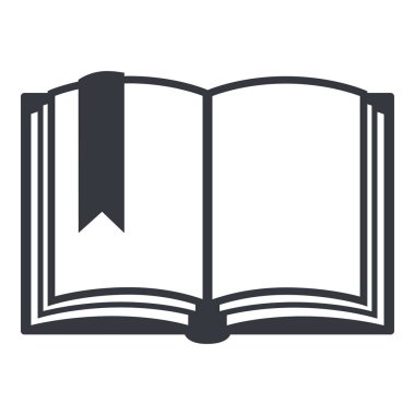 Vektör siyah siluet simge - yer işareti ile açık boş kitap
