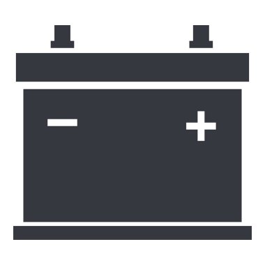 Vector Black Silhouette Icon - Car Battery. Automobile Accumulator