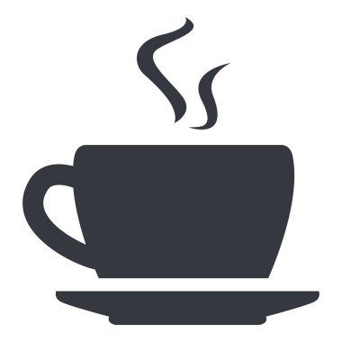 Vektör tek siyah siluet simge uçan daire ile kahve Kupası