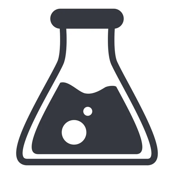 Icono de silueta negra vectorial - Frasco inferior plano. Vidrio de laboratorio químico . — Vector de stock