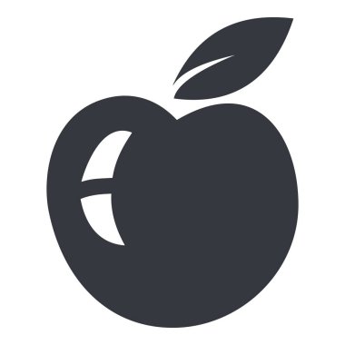Vector Black Icon - Apple Fruit with a Leaf