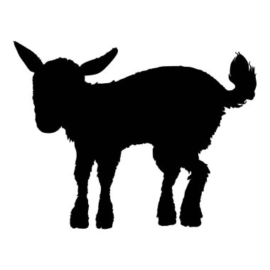 Black Silhouette of Baby Goat. Vector Side View Illustration clipart