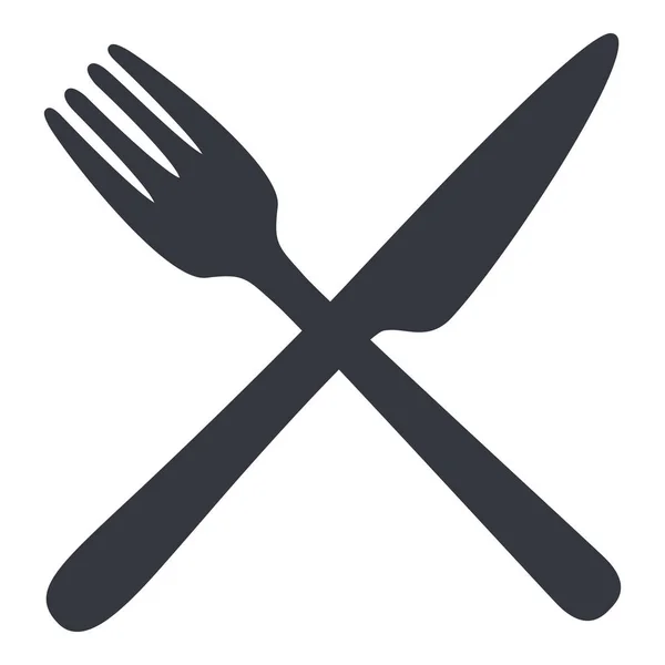 Vector Black Icon Crossing Fork Knife Simbolo Posate — Vettoriale Stock