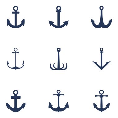 Siluet Anchor Simgelerinin Vektör Kümesi
