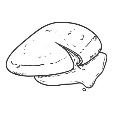 Vector Black Sketch Haşlanmış Yumurta İllüstrasyonu