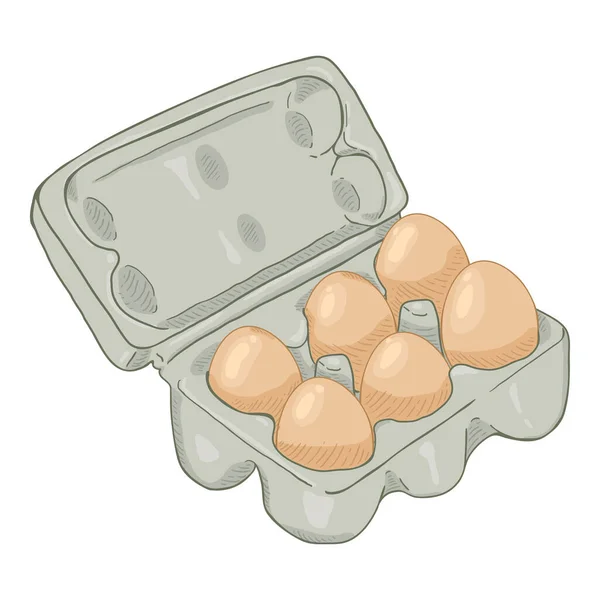 Vector Cartoon Package Brown Chicken Eggs — Stock Vector