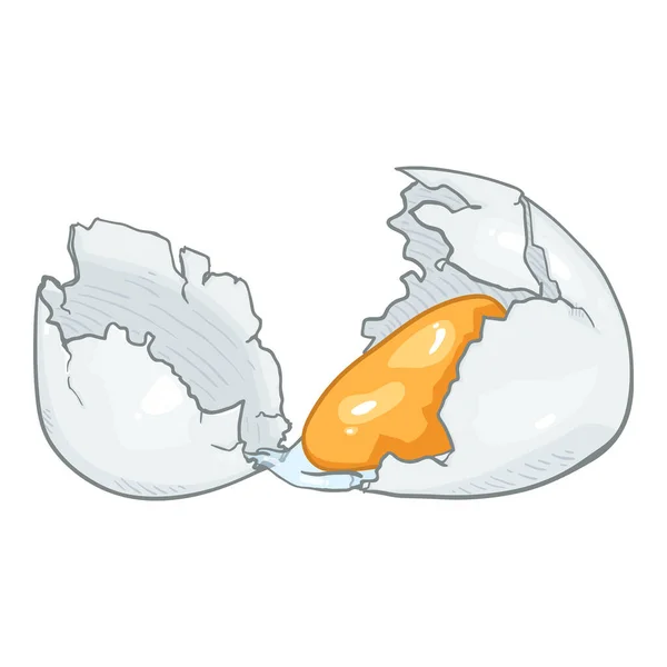 Telur Pecah Dengan Yolk Ilustrasi Kartun Vektor - Stok Vektor