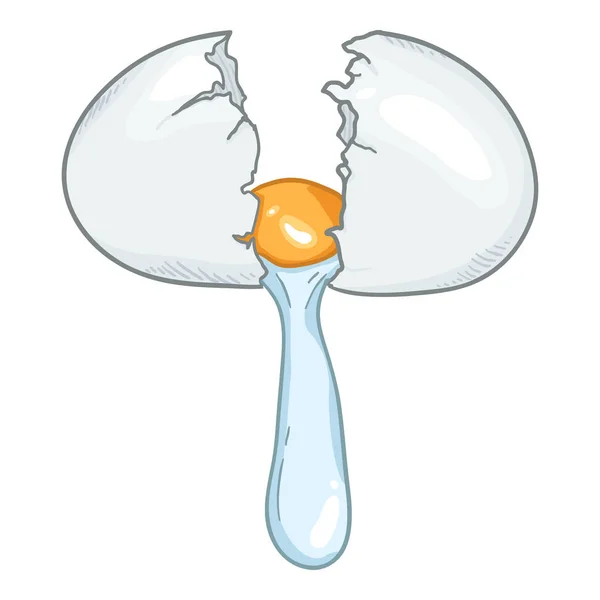Huevo Blanco Roto Con Yema Ilustración Dibujos Animados Vectoriales — Vector de stock