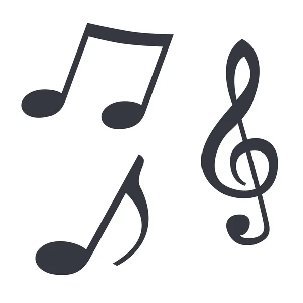 Notas Musicales Vector Negro Silueta Icono — Vector de stock