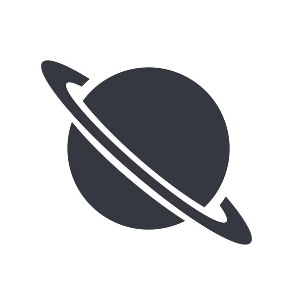 Saturnus Ikoon Vector Zwart Silhouet Planet Symbool — Stockvector