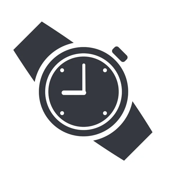 Vector Negro Silueta Icono Reloj Pulsera — Archivo Imágenes Vectoriales