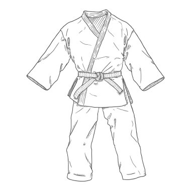 Vector Sketch Karate Kimono Çizimi. Dövüş Sanatları için Ci.