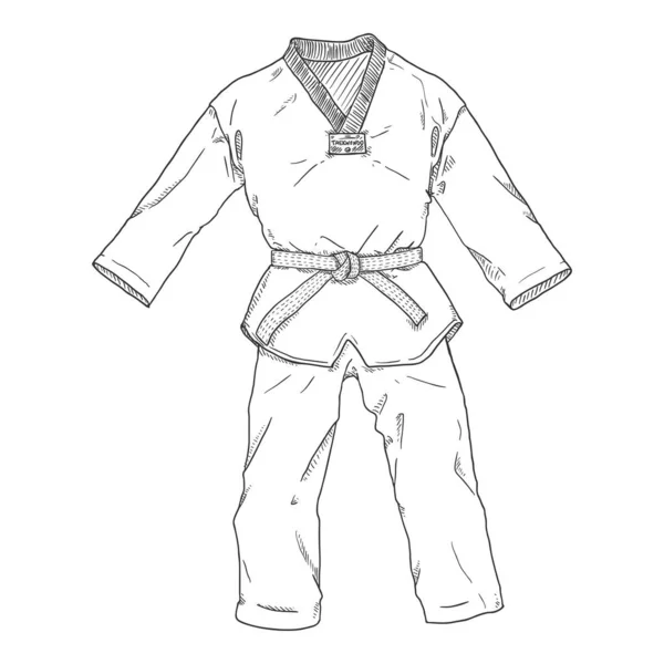 Skecz Wektorowy Taekwondo Kimono Illustracja Dla Sztuk Walki — Wektor stockowy