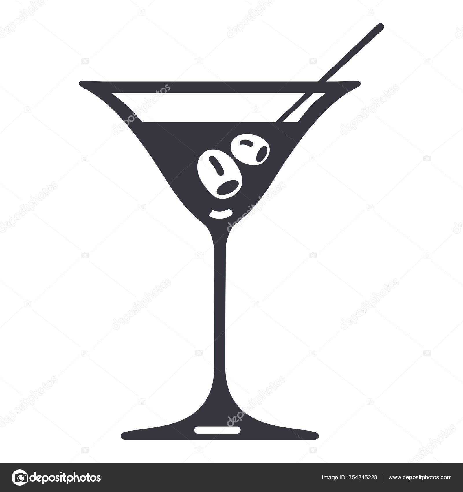 Vector Silhouette Icon Martini Cocktail Glass — Stock Vector © nikiteev