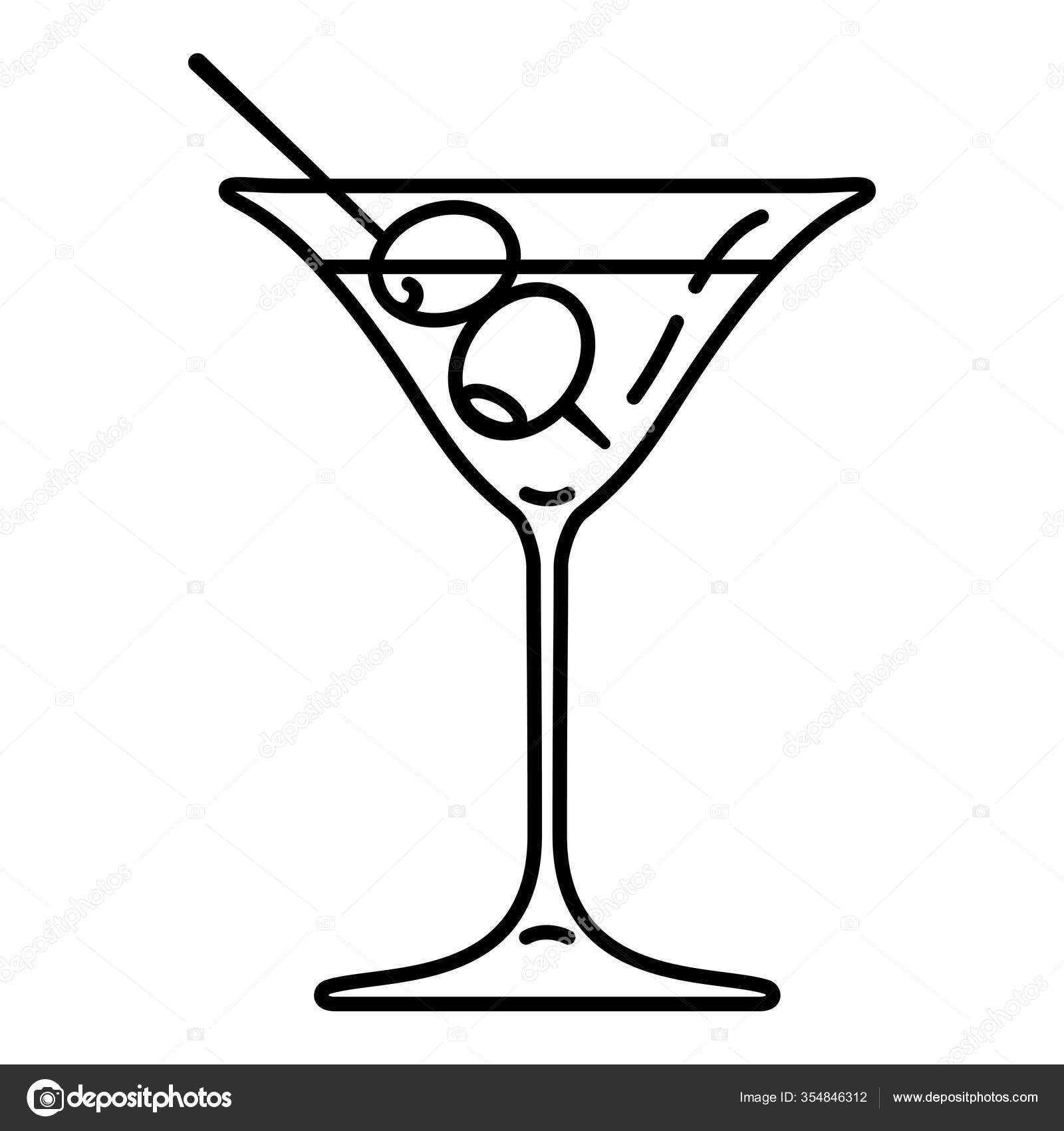 Image vectorielle Verre Cocktail Vector Outline Icône Martini par ©nikiteev  - 354846312, image size:1600x1700