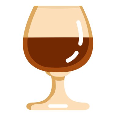 Vektör Rengi Düz Simgesi - Beyaz Arkaplanda Konyak Camı