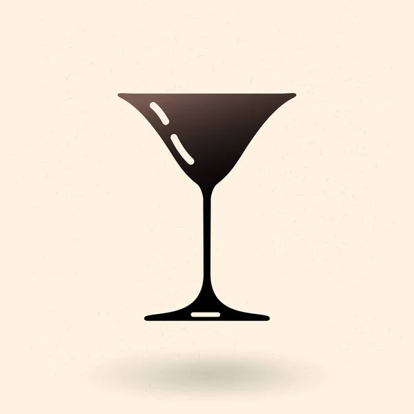 Vector Black Silhouette Icon Cocktail Drinking Glass — Stock Vector