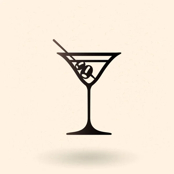 Vektor Svart Silhuett Ikon Martini Cocktail Dricksglas — Stock vektor