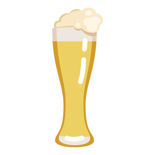 Vector Color Flat Icon Light Beer Glass White Background — Stock Vector