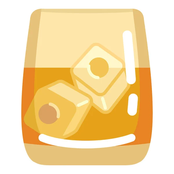 Icona Piatta Colori Vettoriale Bicchiere Whisky Sfondo Bianco — Vettoriale Stock