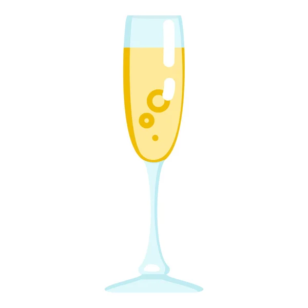 Vektorové Barvy Ploché Ikony Champagne Glass Bílém Pozadí — Stockový vektor