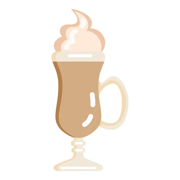 Icona Piatta Colori Vettoriale Bicchiere Caffè Irlandese Sfondo Bianco — Vettoriale Stock