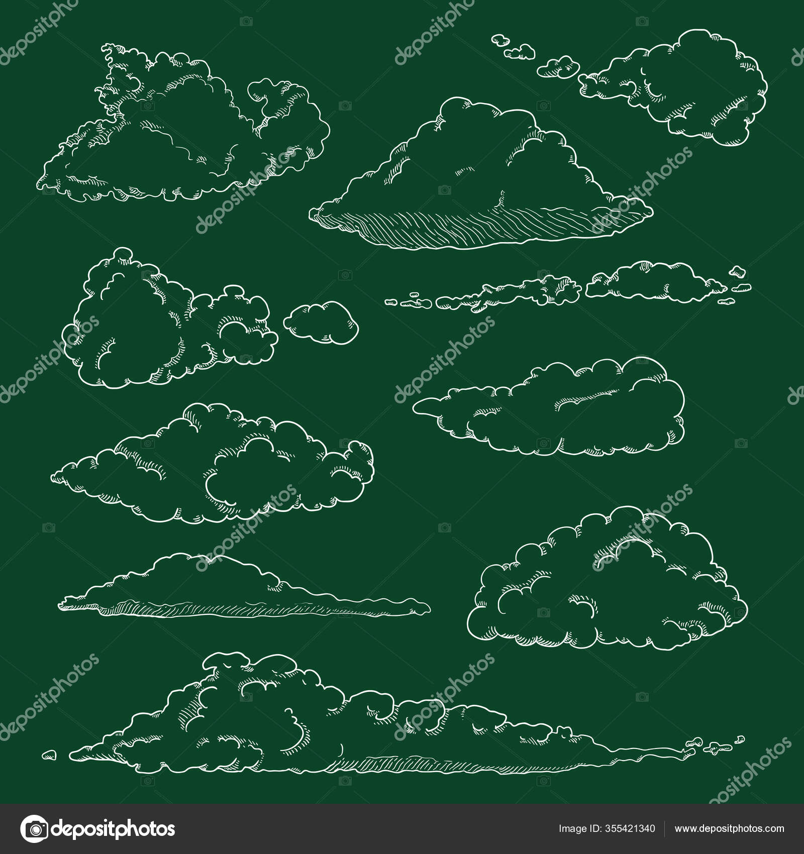 Vector Set Chalk Sketch Clouds Stock Vector Image by ©nikiteev 355421340