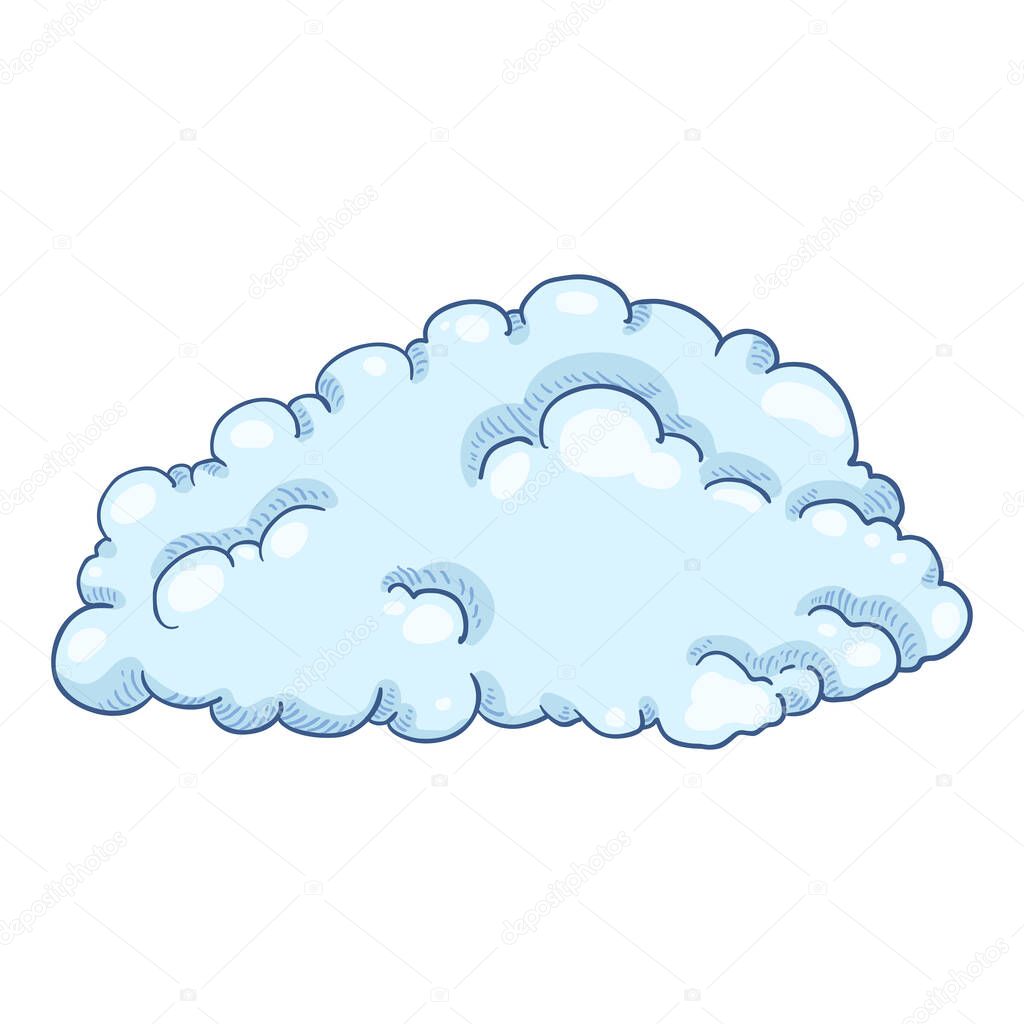 Vector Cartoon Cloud on White Background