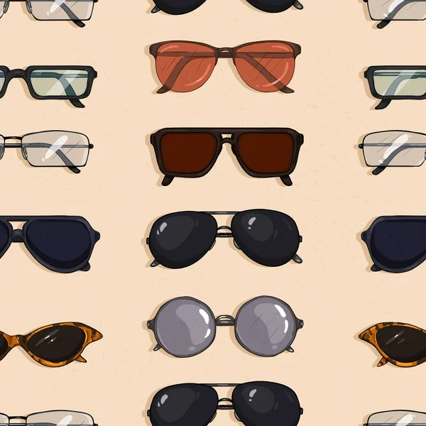 Padrão Sem Costura Vetorial Óculos Desenhos Animados Fundo Areia —  Vetores de Stock
