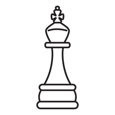 Beyaz Arkaplanda Vektör Ana Hattı Kral Satranç Simgesi