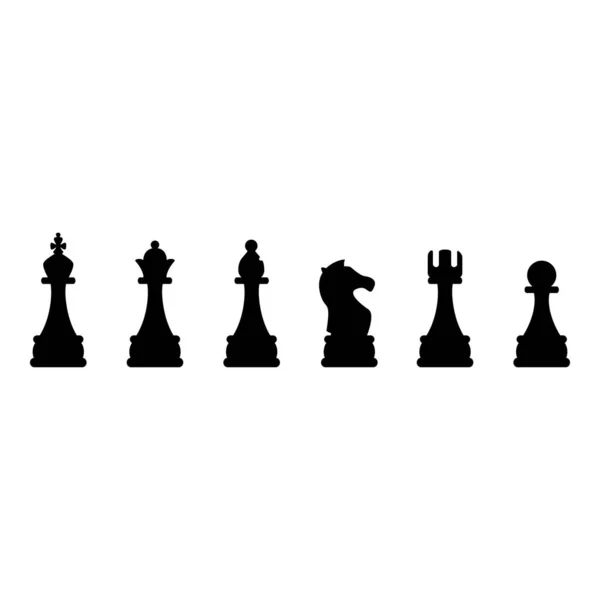 Vector Set Black Chess Silhouette Icons — Stock Vector