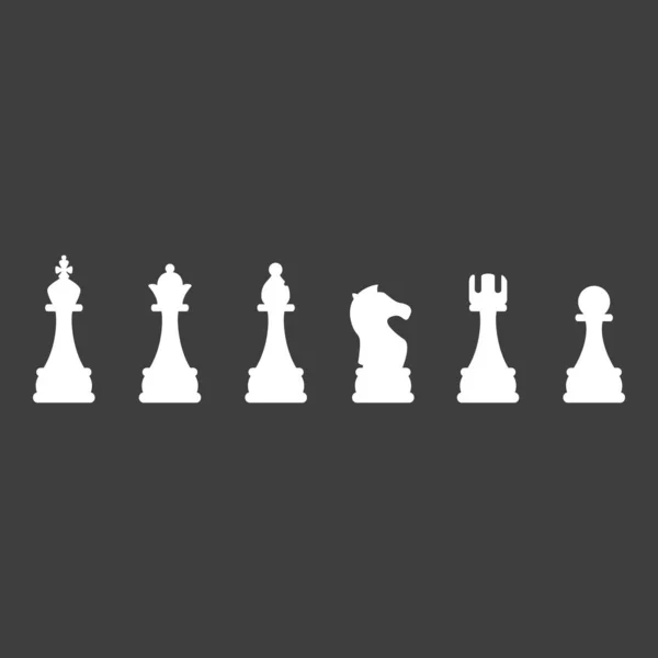 Vector Set White Chess Silhouette Icons Black Background — Stock Vector