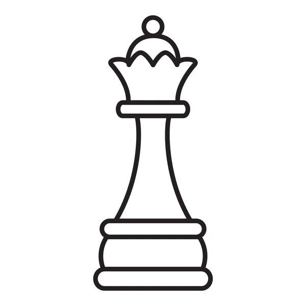 Vektorový Obrys Queen Chess Ikona Bílém Pozadí — Stockový vektor