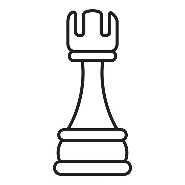 Icona Vector Outline Chess Rook Sfondo Bianco — Vettoriale Stock