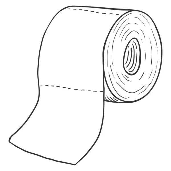 Vector Bosquejo Papel Higiénico Rollo — Vector de stock