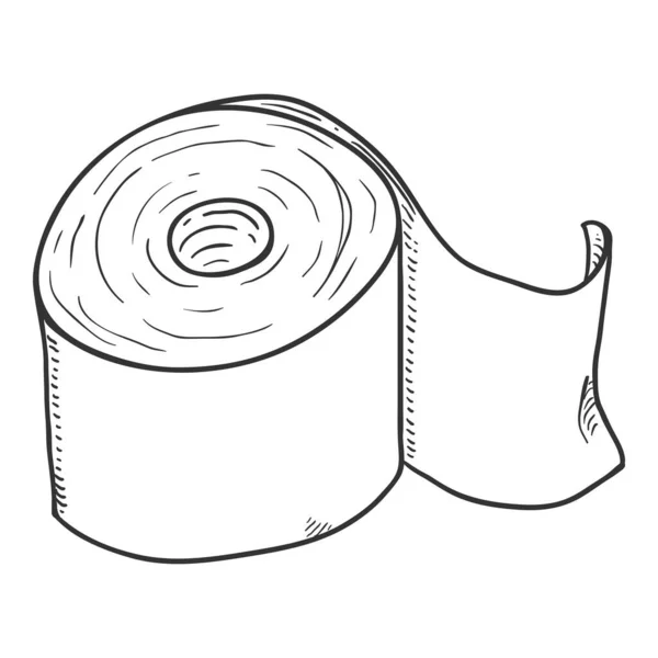 Rotolo Carta Igienica Vector Sketch — Vettoriale Stock