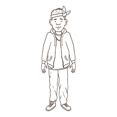 Vektör Özeti - Hip-Hop Kıyafetli Genç Afroamerikan Adam