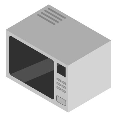 Mikrodalga fırının Vektör Düz İllüstrasyonu. İzometrik Görünüm