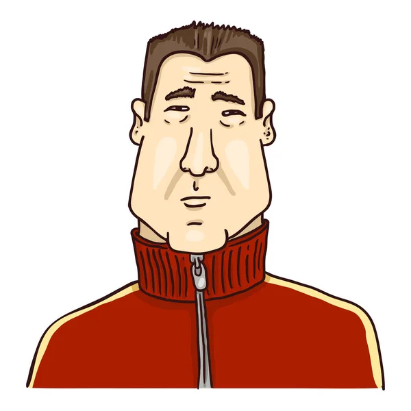 Vector Cartoon Avatar Homem Asiático Jovem Red Jacket Retrato Personagem — Vetor de Stock