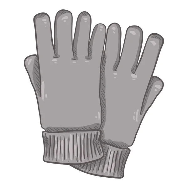 Vector Cartoon Illustration Gray Casual Woolen Gloves — стоковий вектор